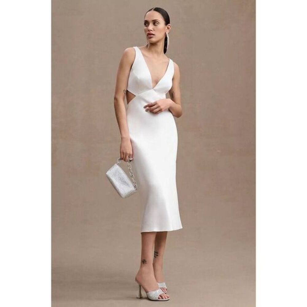 Sachin & Babi Sierra V-Neck Cutout Satin Midi Dress Size 4